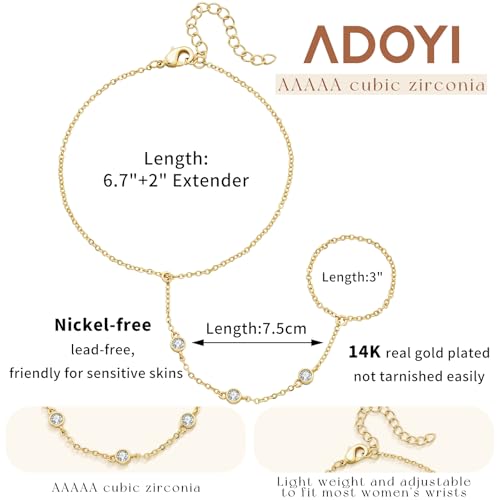 Image of adoyi Gold Bracelets for Women, 14K Gold Plated Stackable Bracelet Stack Set Adjustable Charm Paperclip Chain Cuban Link Layered Waterproof Jewelry Sets Gifts for Womens 6.5 Inch