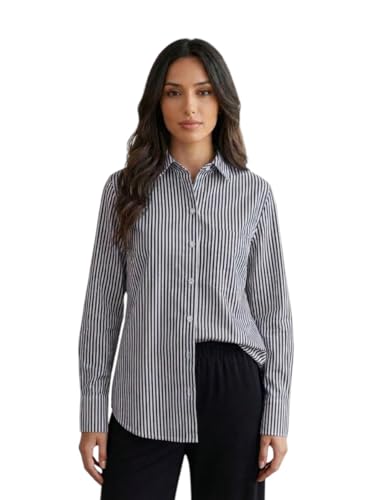 Image of OOMPH! Women Striped Smart Casual Shirt | Long Sleeve Casual & Office Wear | Comfortable, Breathable, Stylish Formal Top for Daily Work & Smart Casual Look