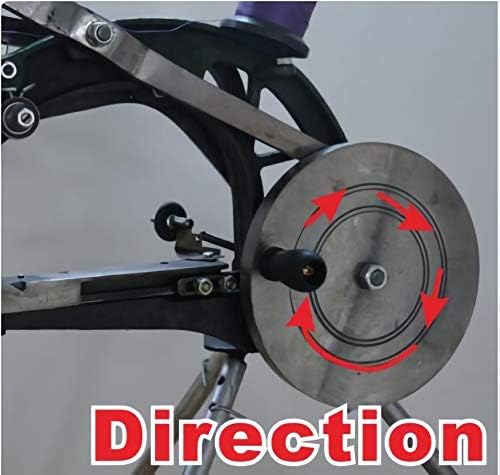 Directional arrows indicating clockwise rotation for the hand crank