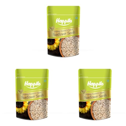 Image of Happilo Premium Roasted and Salted Sunflower Seeds for Eating without Shell 250g, Healthy Protein Snack for Diet Food (Pack of 3)