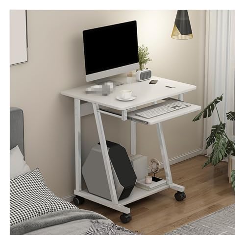 Bureau d'ordinateur mobile pour espace restreint facile à déplacer marron