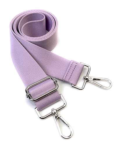 Image of Lavender Purple Purse Strap with Silver Hardware 1-1 /2 Inch Wide Solid Color Replacement Crossbody Guitar Style Shoulder Strap for Handbags Totes