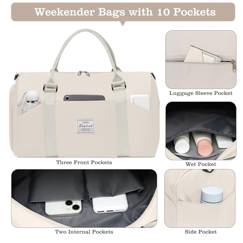 Travel Duffle Bag, Weekender Bag with Shoe Compartment, Carry On Tote Bags for Women, Travel Essentials Sport Gym Bag for Men, Hospital Bag for Labor and Delivery, Overnight Bag with Trolley Sleeve2