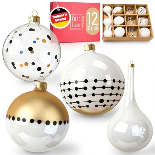 Weihnachtskugeln im wunderschönen Handwerk-Design - 12-TLG. Set mit...