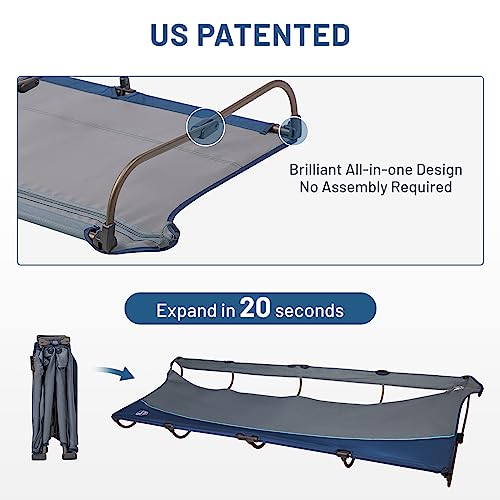 TIMBER-RIDGE-Lightweight-Aluminum-Camping-Cot-20-Second-Quick-Set-Up-Folding-Cot-with-Zipper-Closure-Portable-Carry-Bag-Included-for-Camping-Travel-and-Outdoors-Support-up-to-225lbs-Navy