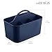 mDesign Plastic Portable Craft Storage Organizer Caddy Tote, Divided Basket Bin w/Handle - Craft, Sewing, Art Supplies - Holds Brushes, Colored Pencils - Lumiere Collection - Navy