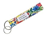 Keychain Wristlet - Organic Fabric Key Lanyard with Quote Bloom Where Planted