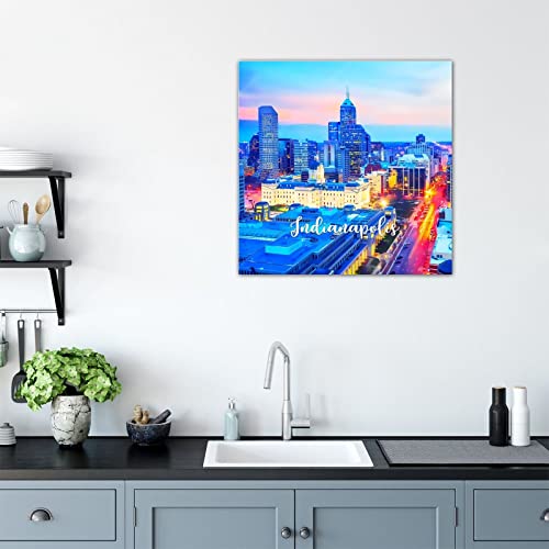 Tableau bois rustique skyline Indianapolis 40cm | Déco chic