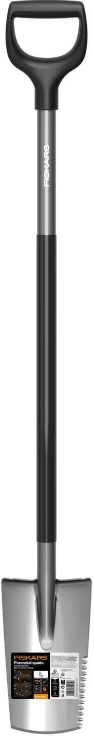 Fiskars Ergonomic Bêche Dame, Bêche avec Dents de Scie pour Couper Les Racines, Poignée en D, Acier au Bore/Plastique, 1066714