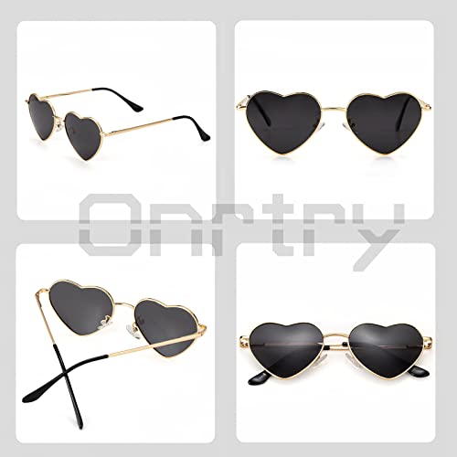 Image of Onrtry Heart Shaped Polarized Sunglasses for Women Vintage Lovely Metal Frame Sun Glasses