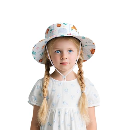 Chicos Niños Gorras 2026 Bebé Sombrero de Sol Para Niños Niñas Niños Pequeños Verano Gorro De Pescador Con Lindo Para Verano Sombrero Protección UV Sombrero Visera, Blanco, 2-5 años