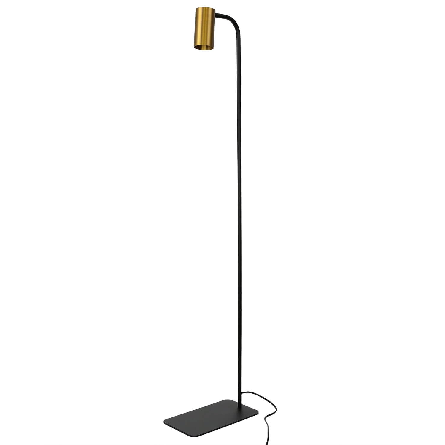 Licht-Erlebnisse Stehlampe Messing, Schwarz-Messing, Metall, Spot, schwenkbar, Kabelschalter, GU10, H:126 cm, Stehleselampe, Stehleuchte Wohnzimmer, Schlafzimmer