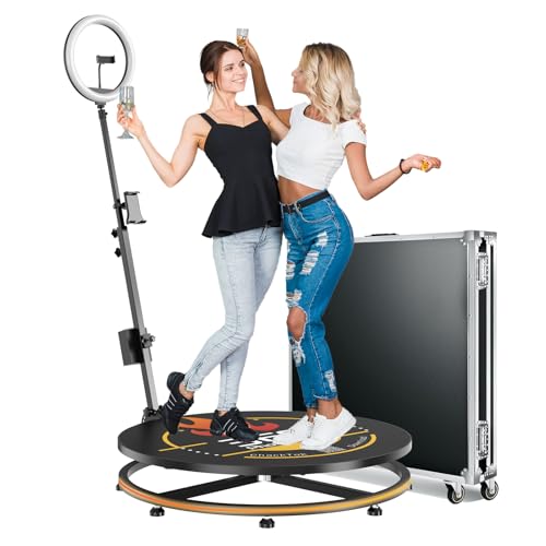 360 Photo Booth Machine with Flight Case,360 Photo Booth Machine for Parties with PhotoBooth Chacktok VIP,Software APP Remote Automatic Slow Motion Rotating 360 Video Camera Booth for 2-4 People