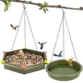 Hanging Bird Bath, Bird Bath, Hanging Bird Feeder, Bird Feeder, 2 in 1 XL Hanging Bird Feeders & Bird Baths for Outdoors,Bird Feeder Hanging Bird Feeder Tray (Green)