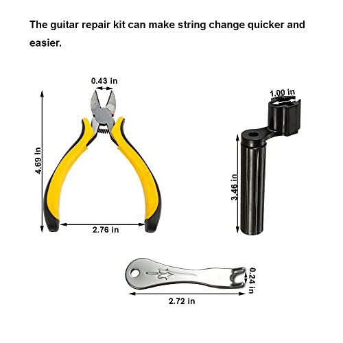 PANSHIYON Guitar Repair Kit, 3 Pieces Guitar Repair tools including 2 in 1 Guitar String Winder,Guitar String Cutter and Guitar Pin Puller for Acoustic Electric Guitar - Thumbnail 2