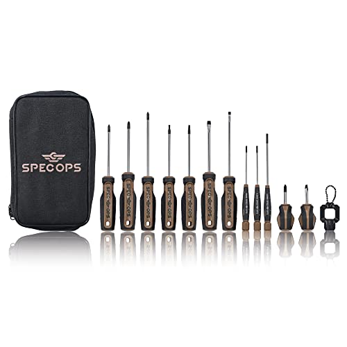 Image of Spec Ops Tools Screwdriver Set for Professional Construction & Jobsite Use, Phillips, Slotted and Torx Drivers with Magnetic Tips, 12-Piece