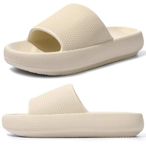 Pillow Slippers for Women Men Thick Sole Recovery Slides Non Slip Comfortable Quick Drying House Bathroom Sandals