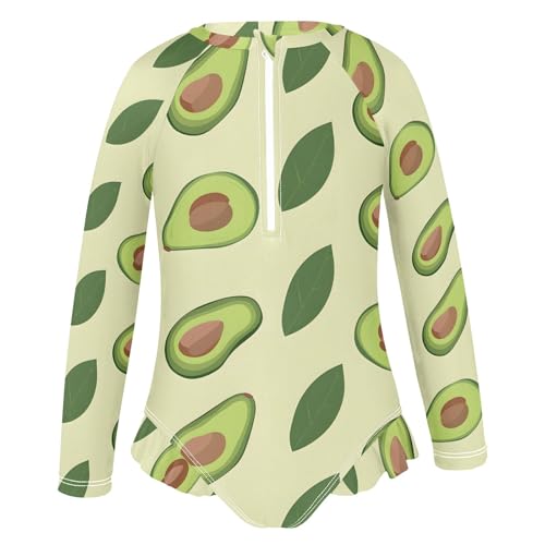 ALAZA Toddler Swimsuit Girl Bathing Suit Swimwear Rash Guard Avocado Light Green Long Sleeve 3T2
