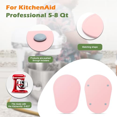 Image of Mixer Slider for Kitchen Aid 5-8 Qt Bowl Lift Stand Mixer, Kitchen Appliance Wood Sliding Mat Countertop Storage Attachments, Mixer Accessories Sliding Tray Moving Board for Kitchen Aid, Pink