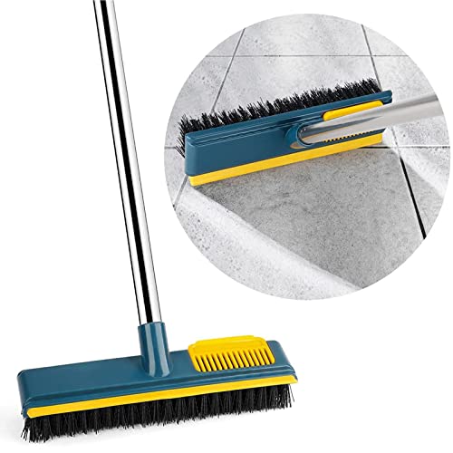 2-In-1 Shower Cleaning Brush, Stiff Bristle Bath Scrubber Floor Grout Cleaner, Floor Scrubbing Brush with Long Handle for Tiles, Bathroom & Hard-to-Reach Corners