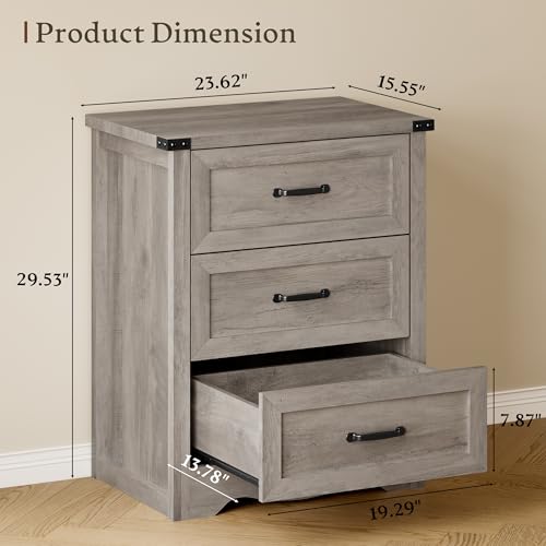 Image of BORNOON 3-Drawer Dresser for Bedroom, Small Wooden Chest of Drawers with Metal Handles, Narrow Storage Cabinet with Anti-Tipping Design, Sturdy Dresser Organizer for Closet, Living Room, Entryway