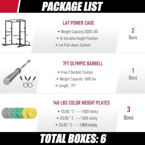 Image of SPORTSROYALS Power Rack, Multi-Functional Power Cage, Squat Rack with Pulley System & LAT Pull Down, Workout Cage with J Hooks for Home Gym