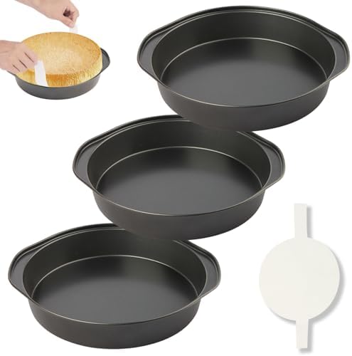 6 Inch Cake Pan - 3PCS Nonstick Round Cake Pans with 100 PCS Parchment Paper, Carbon Steel Smash Cake Baking Pans with Handle, Dishwasher Safe - Thumbnail 4