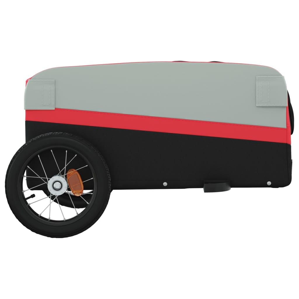 Przyczepa rowerowa, czarna, czerwona, z żelaza, nośność 30 kg, z dyszlem, fotelik dla dzieci, do transportu bagażu, nadaje się do sprzęgła rowerowego, w podróży, na zewnątrz, na co dzień