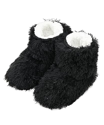 Image of DICUIRD Slipper Socks for Women,Fuzzy House Indoor Boots Slippers with Soft Soles,Warm Cozy Fluffy Sherpa Lined Booties Socks with Non Slip Bottom