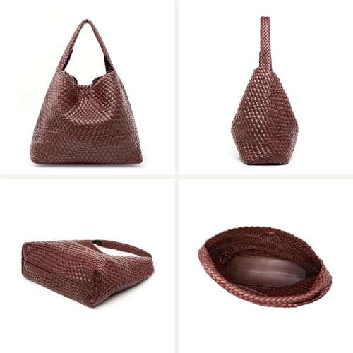 Image of MELOLILA Large Woven Tote Bag for Women Weave Purse Woven Leather Handbag