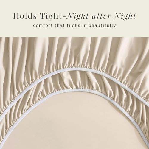 Image of Hearth & Harbor Extra Deep Pocket Sheets - Fits Mattress 18-24 Inches Deep - Extra Deep Pocket Twin Sheets Sets - 4 Piece Twin Size - Cream