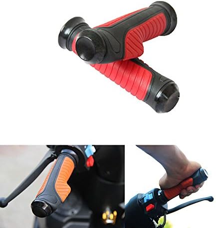 ViZe 7/8" 22mm Handlebar Grips Handle Bar Anti-fatigue Anti-Slip Rubber For Honda, Yamaha, Suzuki, Kawasaki, BMW, Triumph (Red)