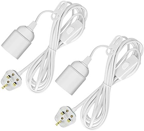 Plug in Pendant Light Fitting 2 Pack Ceiling Lighting Fitting, E27 Lamp Holder Suspended Light Bulb Holder Loft Light, 450cm Cable Plug in Light Bottle Lamp Kit for Table Floor Lights