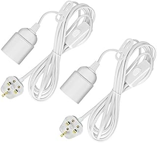 Plug in Pendant Light Fitting 2 Pack Ceiling Lighting Fitting, E27 Lamp Holder Suspended Light Bulb Holder Loft Light, 450cm Cable Plug in Light Bottle Lamp Kit for Table Floor Lights