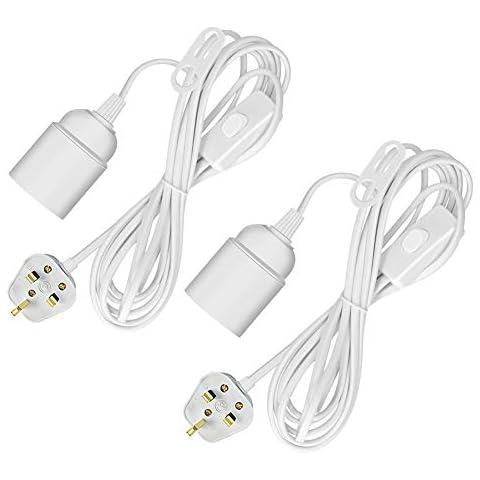 Plug in Pendant Light Fitting 2 Pack Ceiling Lighting Fitting, E27 Lamp Holder Suspended Light Bulb Holder Loft Light, 450cm Cable Plug in Light Bottle Lamp Kit for Table Floor Lights Cover