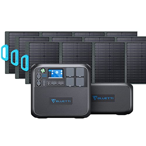 BLUETTI Solar Generator AC200MAX und B230 Erweiterungsakku mit 3 PV120 120W Solarpanel, 4096Wh Erweiterbare Powerstation mit 4 2200W AC Ausgängen (4800W Peak), LiFePO4 Akkupack für den Notfall, Reise