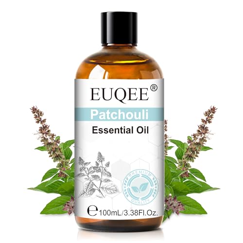 EUQEE 100ml Patchouli Essential Oil Pure Patchouli Essential Oil for Diffuser Massage DIY Soap Candle Making Skin & Hair Care - 3.38 Fl Oz