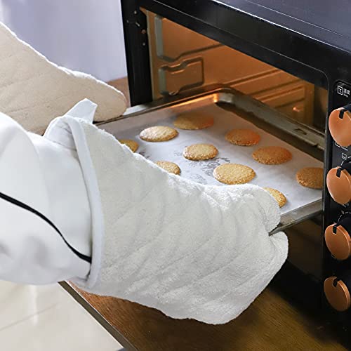 Terry Cloth Oven Mitts Heat Resistant To 482° F 15 Inch 100% Cotton Set Of 2 #TOP2