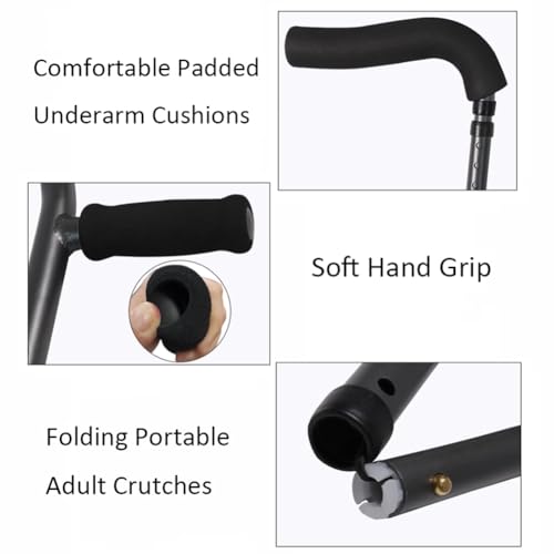 Muletas plegables ajustables con asas ergonómicas para un apoyo cómodo, diseño plegable ideal para viajes y fácil almacenamiento