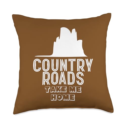 Country Roads Take Me Home - West Virginia Designs Country Roads Take Me Home-West Virginia American Stone Throw Pillow, 18x18, Multicolor