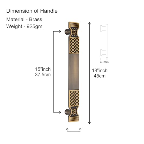 Image of COMPASS 18 inch Brass Main Door Handle | Door Handles for Main Door | Pull Handles for All The Doors of House | Office | Hotels | PH-VN (Pack of 1, Antique Finish)