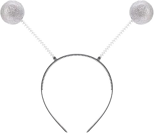 1 diadema de antenas marcianas plateadas, diadema alienígena, disfraz de Halloween, accesorios de recuerdos de fiesta