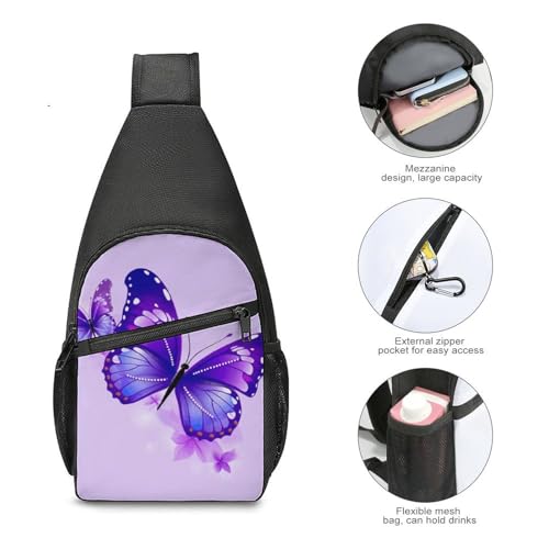 Bolso bandolera casual Purple Butterfly para mujer y hombre miniatura 5