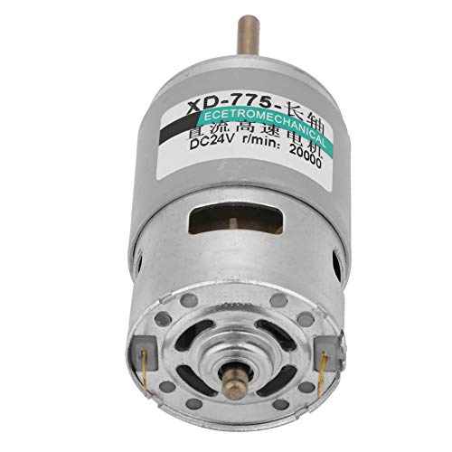 Motore DC 775 80W Basso Rumore Alta Velocità con Cuscinetti a Sfera Doppi e Asse D per Strumenti Elettrici Fai da Te 12V/24V Universale 20000RPM