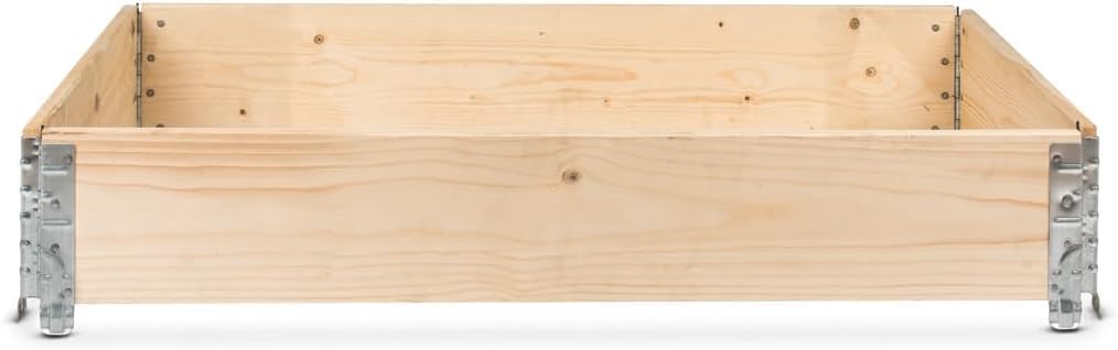 Bancal alto Gardivo 120 x 80 x 20 cm – 3 piezas de madera – Marco de palé de madera, cercado de jardín, apilable, enchufable