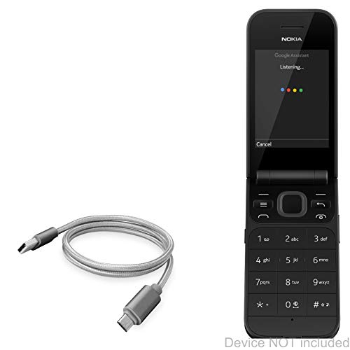 BoxWave Cable Compatible with Nokia 2720 Flip - Micro USB DuraCable, Braided Micro USB Charging Cable for Nokia 2720 Flip - Space Grey