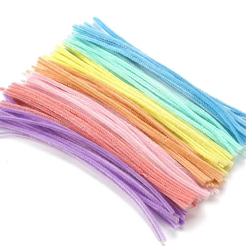 300 Pcs Thick Pipe Cleaners Crafts Supplies 7 Assortment Macaron Color Chenille Stems for Arts and Craft Projects Creative DIY Decorations(Candy color-300pcs)