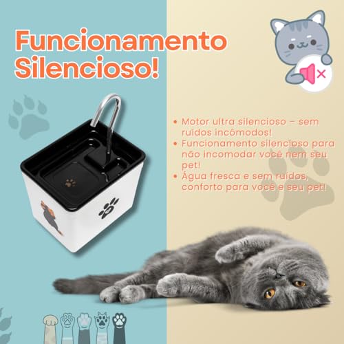 Bebedouro Fonte de Água para Gatos – Hidratação Contínua e Silenciosa (Branco, 1,8 Litros)