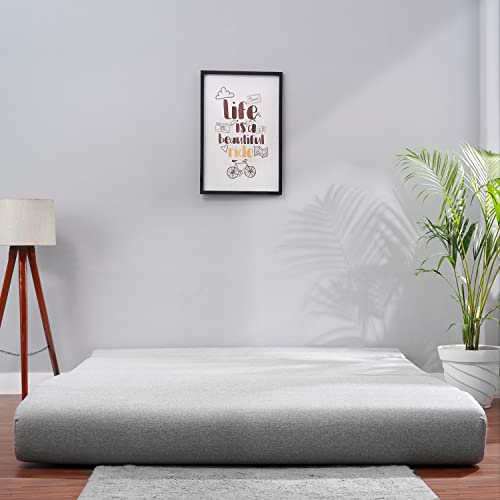 Image of Convertible Fabric Sofa Cum Bed | Foldable Double Foam & Washable Cover with Cushions | Modern Design Use Living Room & Guest Room (Silver-Multi-Star, 5X6 Ft)