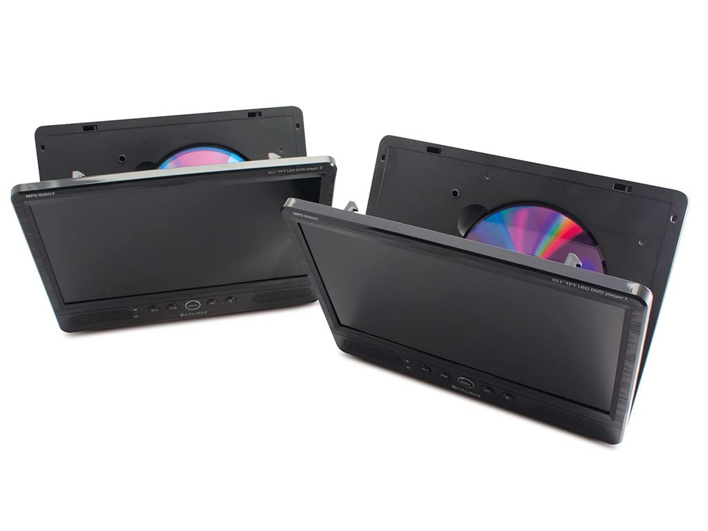 Caliber MPD2010T 10 Zoll tragbarer Double DVD-Player mit wiederaufladbarer Batterie, Unterstützung für USB/SD, AV IN/Out- Schwarz